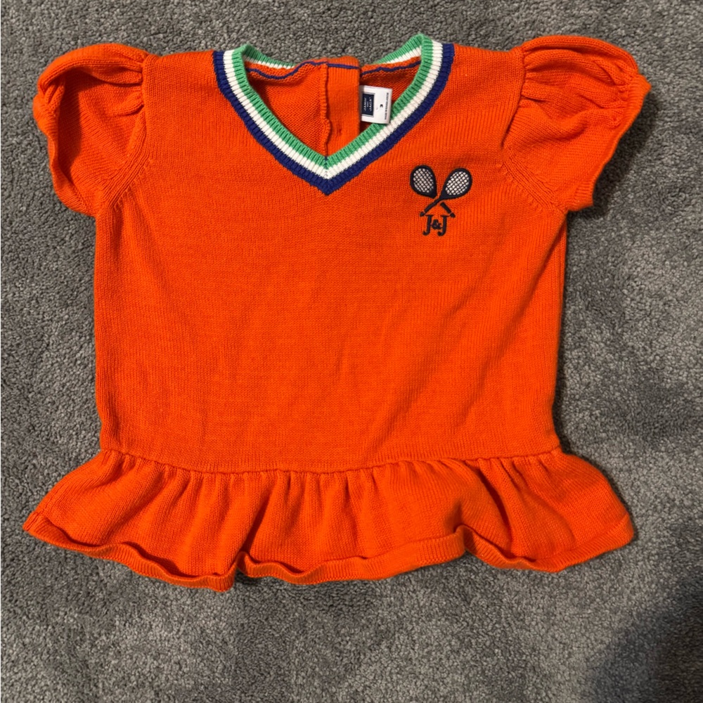 Janie & Jack Orange Knit Tennis Top with Ruffle Hem
